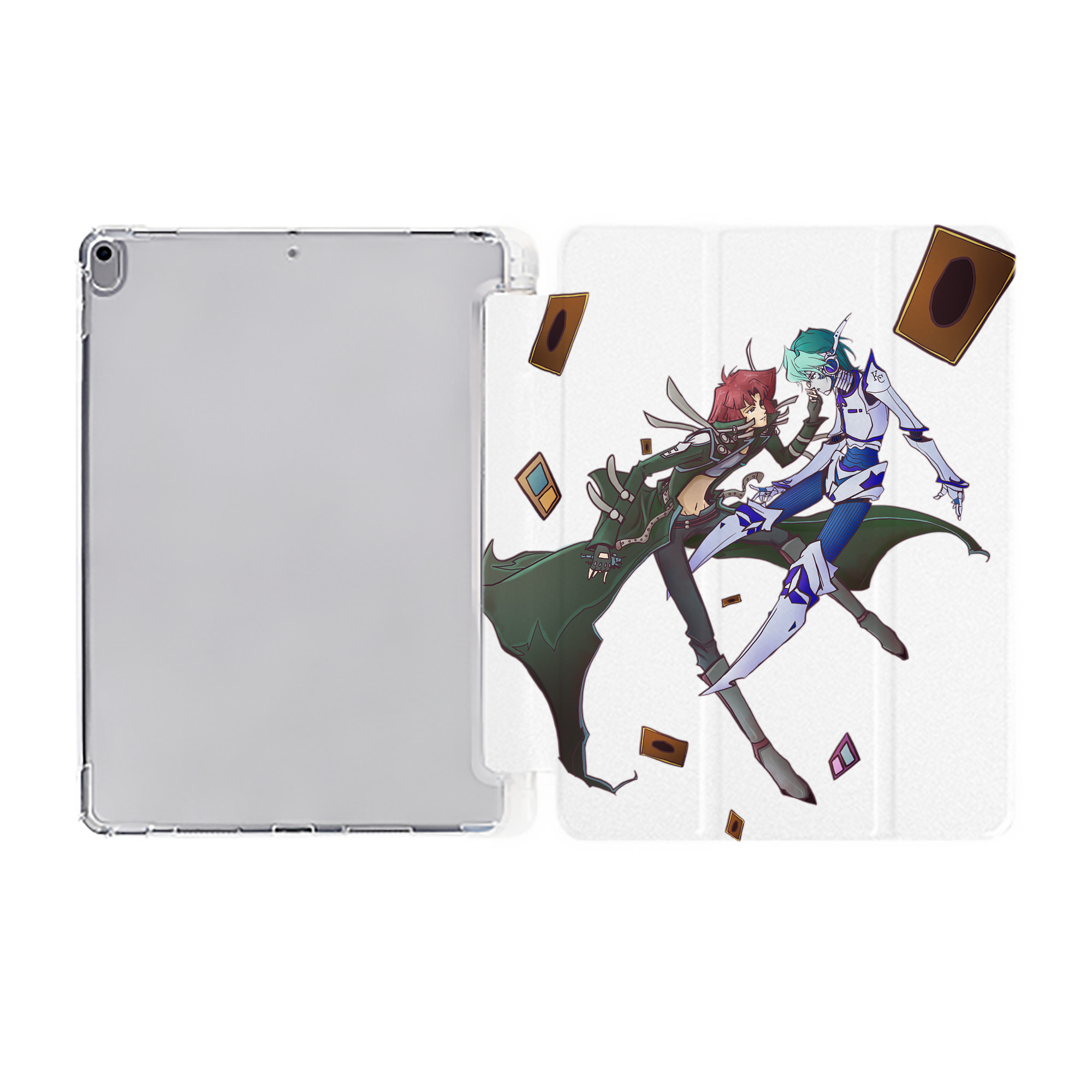 （画像用） 遊☆戯☆王 Yu-Gi-Oh! IPad ケース ペン収納付き 三つ折りスタンド PUレザー×シリコン 対応機種9.5/10.5/10.9インチ